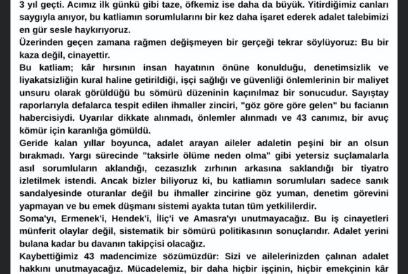 Amasra Maden Katliamı Yıldönümü Amasra Maden Katliamı Yıldönümü