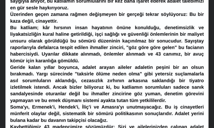 Amasra Maden Katliamı Yıldönümü Amasra Maden Katliamı Yıldönümü